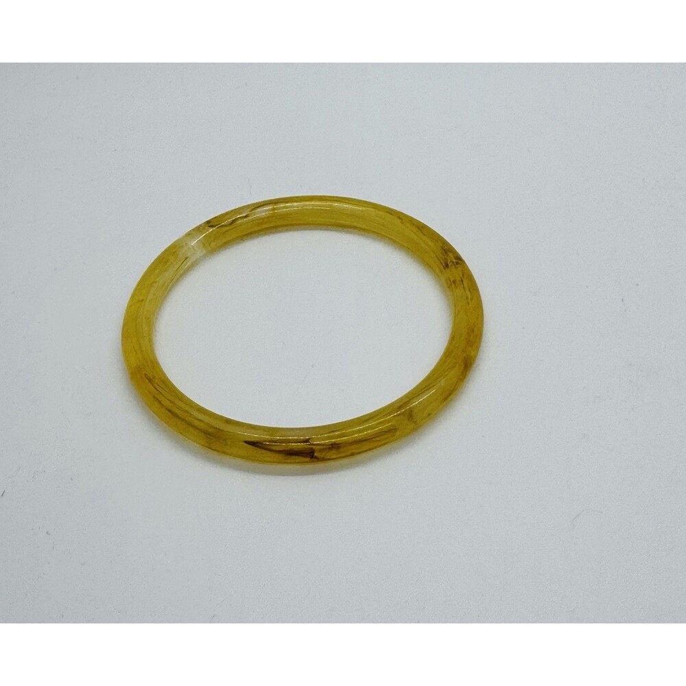 Vintage Bakelite Tested Apple Juice Marbled Yellow Bangle Bracelet 7.75